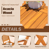 JUMMICO 3 Piece Folding Patio Chairs Outdoor Acacia Wood Bistro Set with Cushion Square Table and Chairs Porch Furniture for Balcony, Lawn, Deck JUMMICO