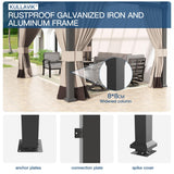 Kullavik 10' × 12' Hardtop Gazebo for Patio,Wall-Mounted Lean to Gazebo Pergola with Sloping Roof and Durable Aluminum Frame,Large Heavy Duty Awnings for Decks,Backyard,Sand Kullavik