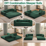 Carzzi-Life 79" Convertible Sofa Bed with Pillows, Corduroy Folding Sleeper Sofa with Fixed-Shape Frame, Boneless Couch for Living Room Bedroom, Floor Sofa Lounge No Assembly Required (Green) Carzzi-Life