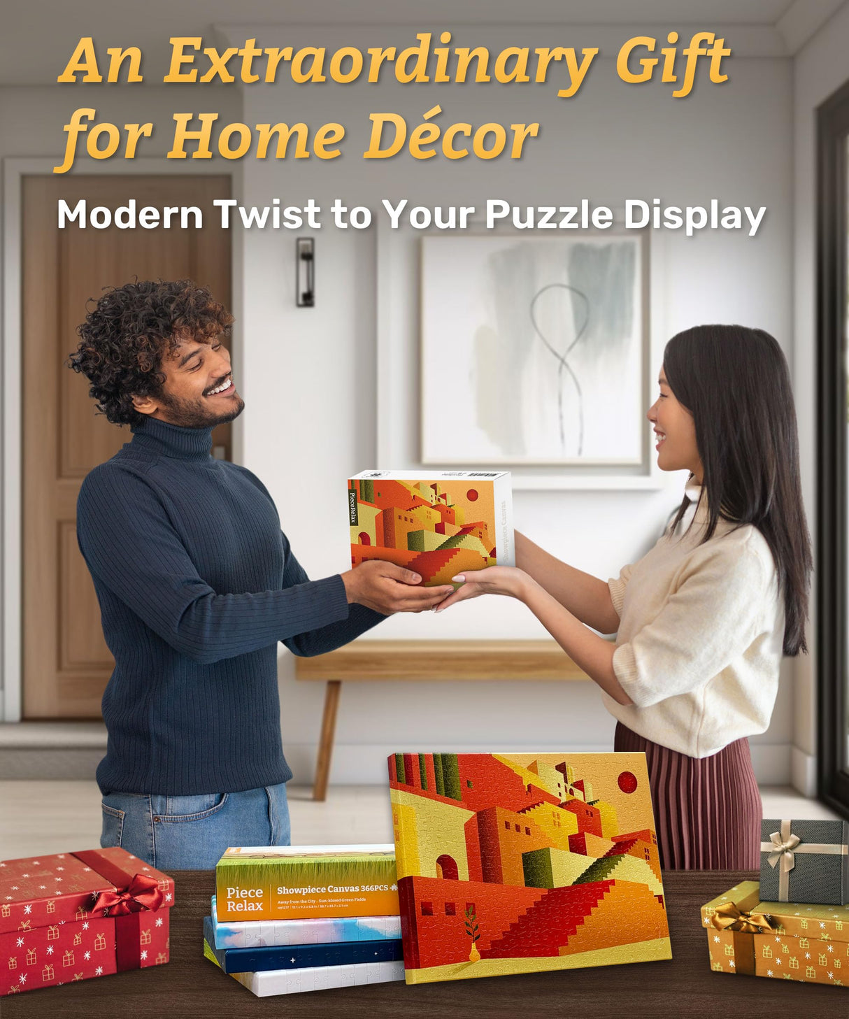 PieceRelax Canvas Wall Art Puzzles for Adults - Away from The City - Tranquil Summer Beach Unique Gift & Home Décor with Plastic Jigsaw Puzzle Artwork for Living Room Bedroom [HN1316] PieceRelax