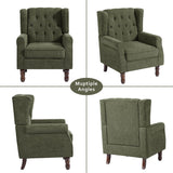 Lumibee High Back Accent Chair Set of 2,Upholstered Wingback Armchair with Solid Wood Legs for Small Spaces,Comfy Single Sofa Chair for Living Room,Bedroom,Office-Green Lumibee