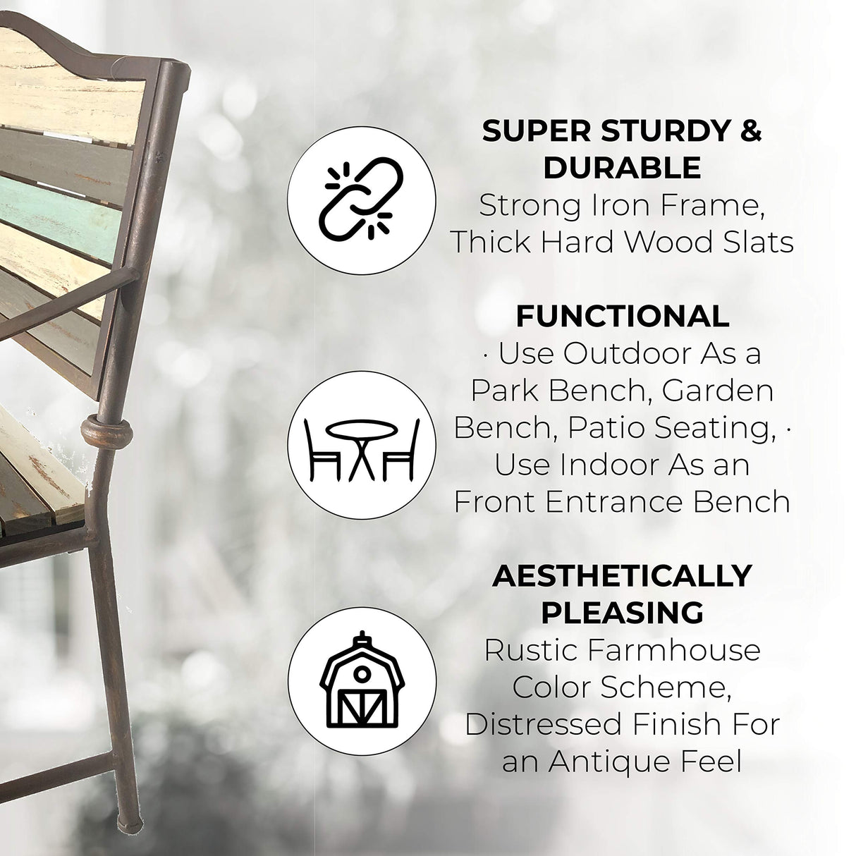 45 Inch Patio Bench, Garden Bench, Porch Bench, Cast Iron Love Seat BACKYARD EXPRESSIONS PATIO · HOME · GARDEN