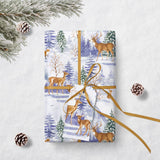 WRAPAHOLIC Kraft Christmas Wrapping Paper - Mini Roll - 17 Inch x 33 Feet - Watercolor Animal and Winter Forest Landscape Design for Christmas, Holiday, Party Celebration WRAPAHOLIC