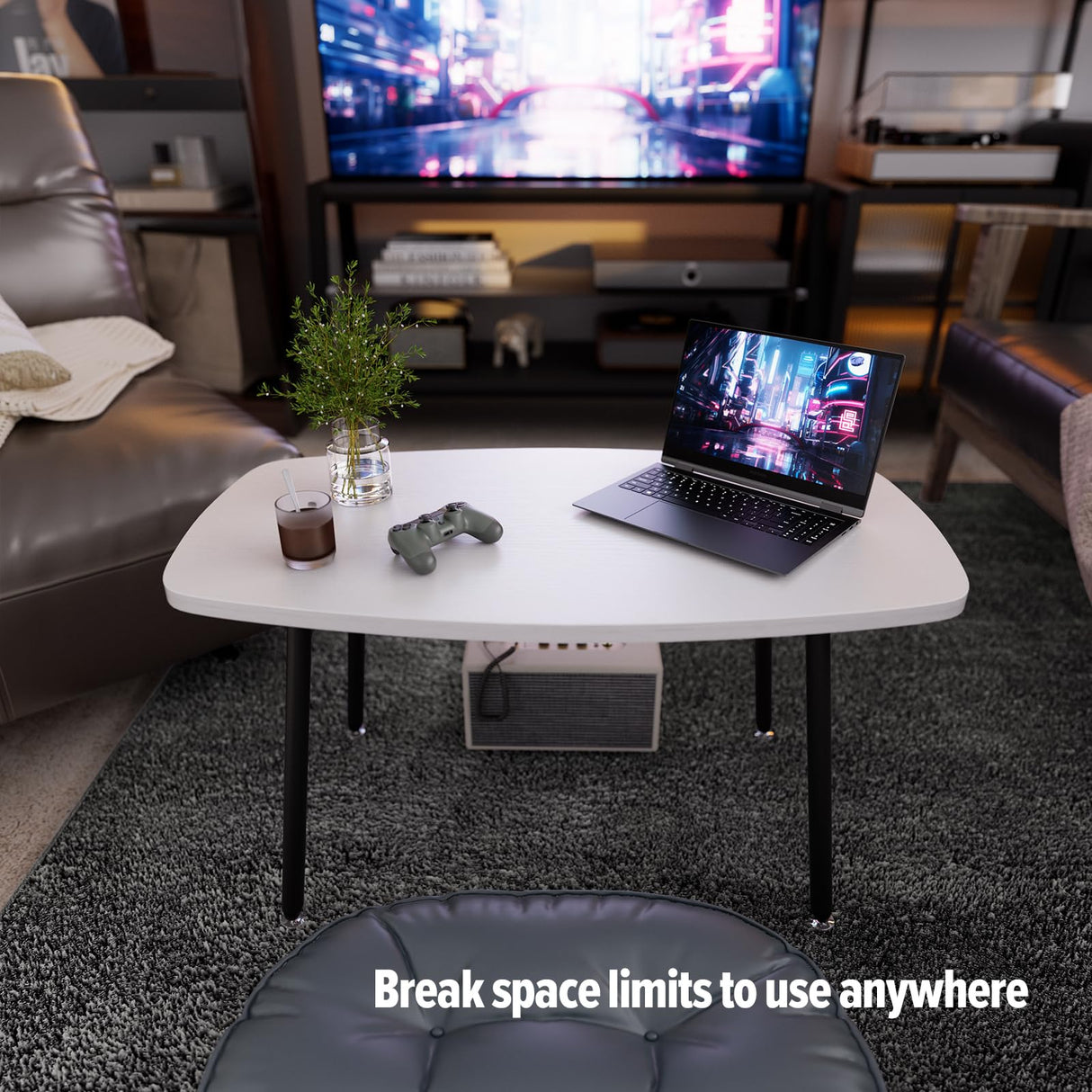 WOHOMO Foldable Coffee Table White Small Coffee Tables for Living Room Portable Simple Modern Rectangular Center Table for Small Spaces, No Assembly, 31.5 * 15.7 * 17.7IN, White WOHOMO