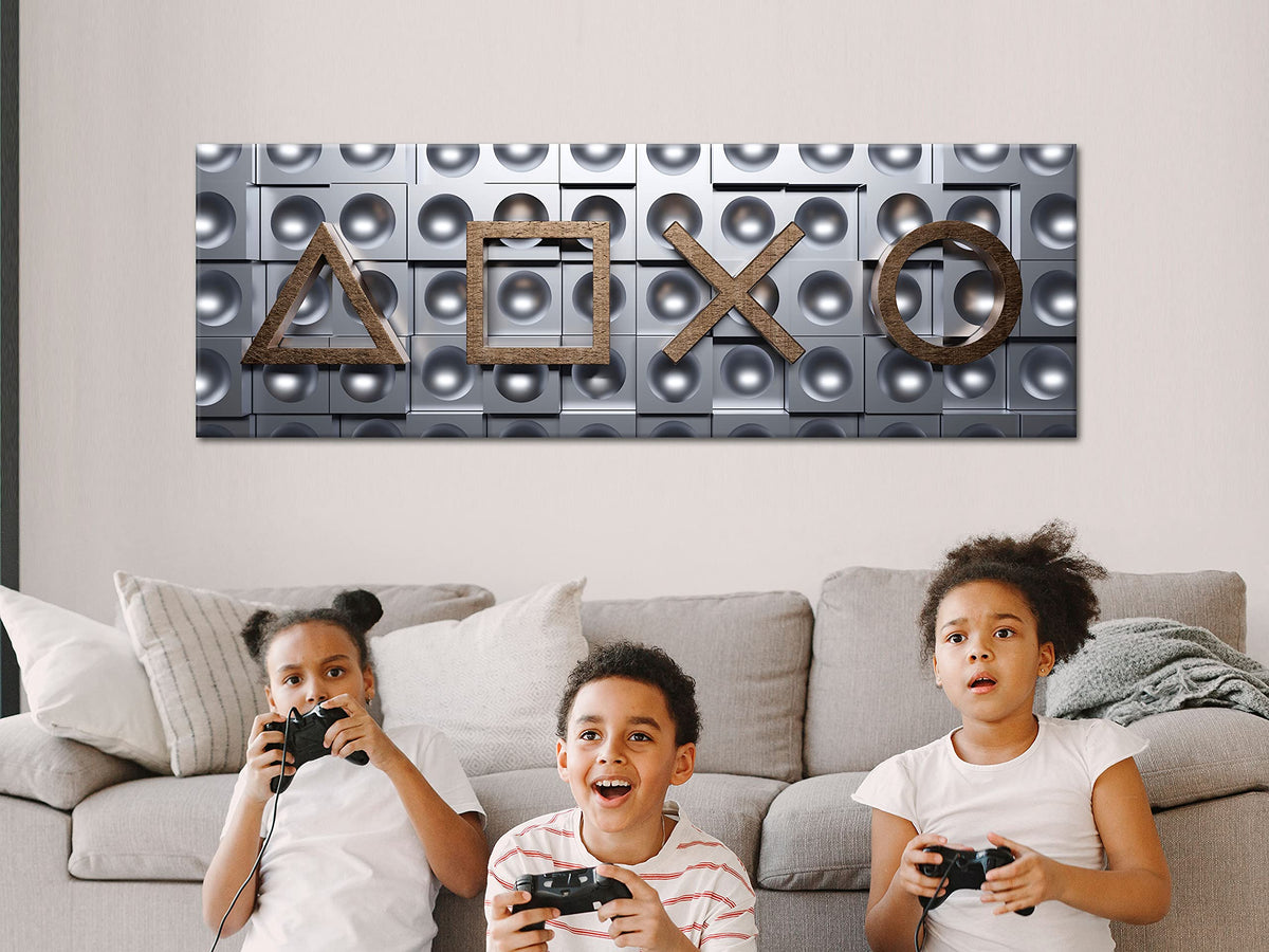 artgeist Acoustic Canvas Wall Art Print for Gamers Game Console 53x18 in - 1pcs Picture with Acoustic Foam Sound Print Artwork Room Acoustics Soundproofing Gaming Play Game 3D Effect i-A-0192-b-a artgeist