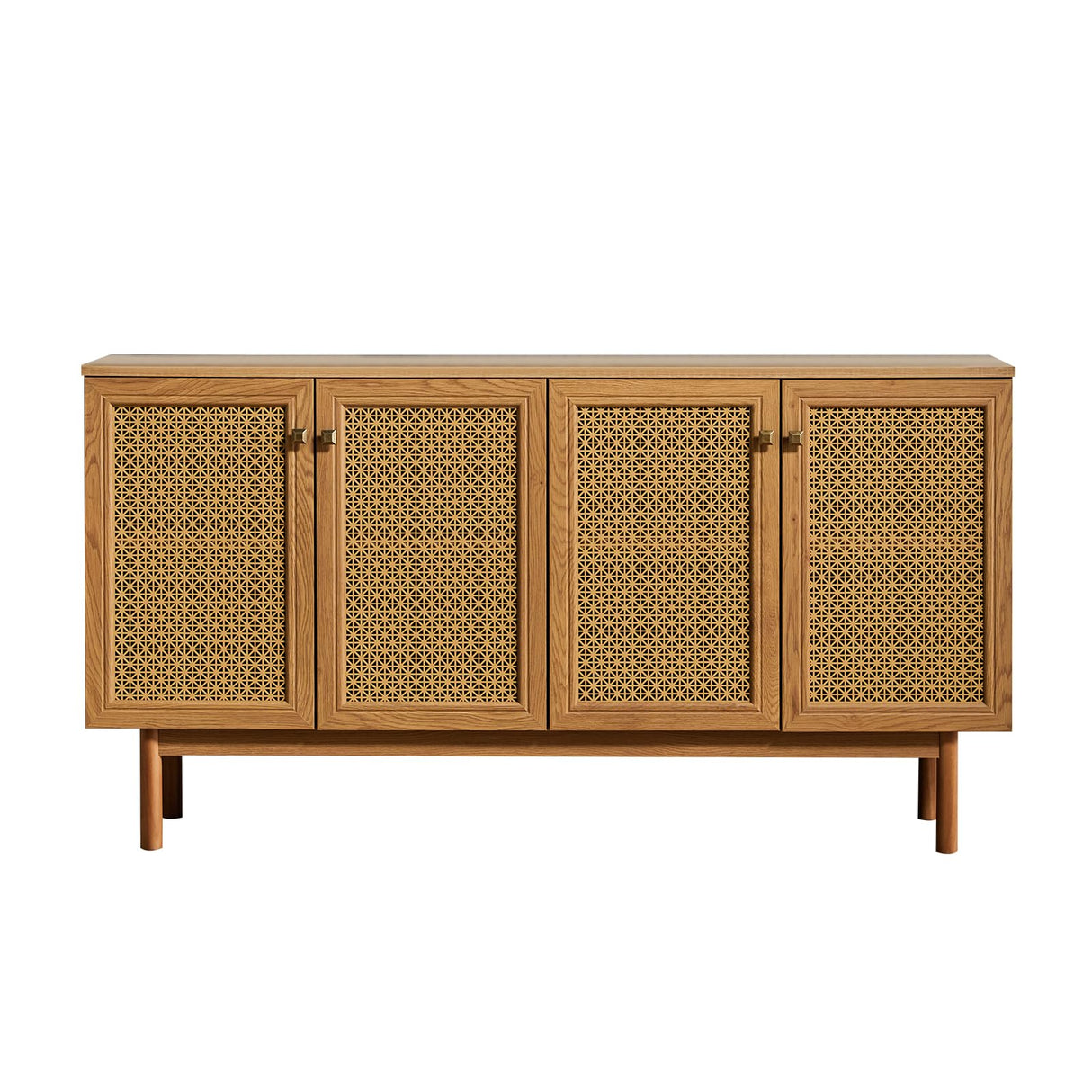 AMERLIFE 63" Sideboard Buffets Cabinet, 2-Adjustable Shelves Sideboard with 4 Doors, Large Accent Storage Credenzas for Living Room, Dining Room, Bedroom, Natural AMERLIFE