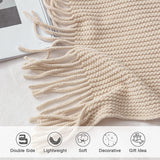 lifein Throw Blanket for Couch-Soft Boho Bed Throw Blankets,Cozy White Chenille Knitted Throw,Small Knit Farmhouse Lightweight Blanket&Throw for Summer,Woman,Chair,Sofa,Home Decor(White/Cream,60*80") lifein
