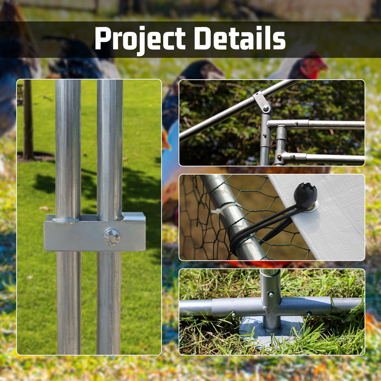 HEYTOWN Large Metal Chicken Coop Chicken Pen with Water-Resident and Anti-UV Cover Walk-in Poultry Cage Chicken Runs for Yard with Cover Duck Rabbit Dog House Outdoor HEYTOWN