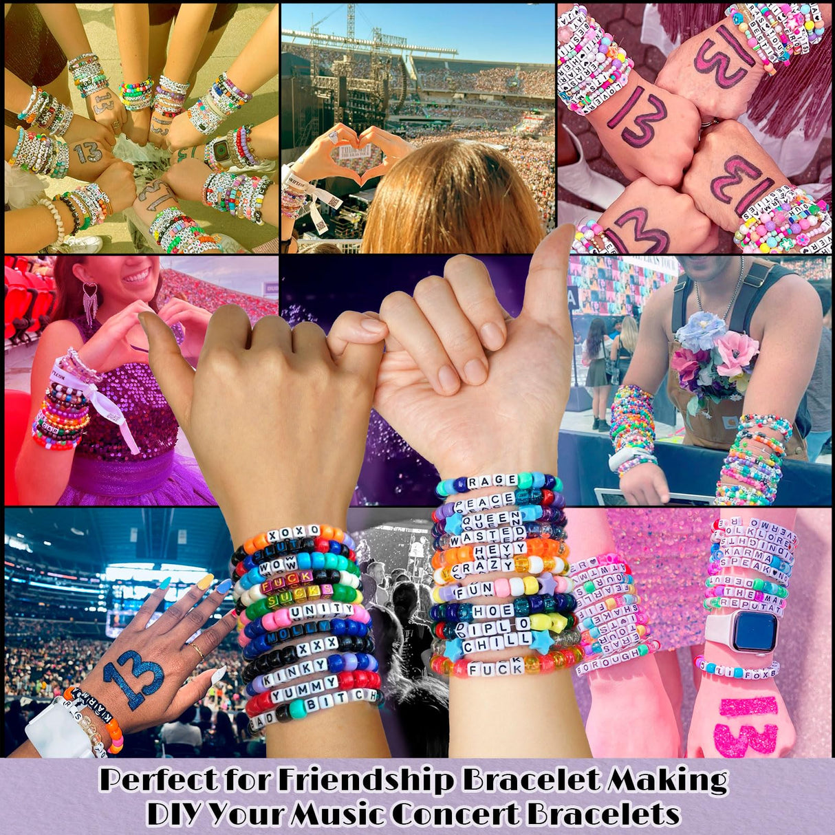 5 Boxes Bracelet Making Kit Pony Beads, 96 Colors 6x9mm Kandi Rave Beads for Bracelets Friendship Plastic Beads with 800Pcs Letter Bead DIY Arts and Crafts for Kids Adults Keychain Jewelry Making Sistenia