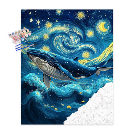 Ocean Animal Paint by Number, Whale Paint by Numbers Kit for Adults, Whales Leaping in Sea Acrylic Painting, Whales Canvas Wall Art, Sea Animals Poster for Gift, Home Wall Decoer(16x20inch, No Frame) zouewit