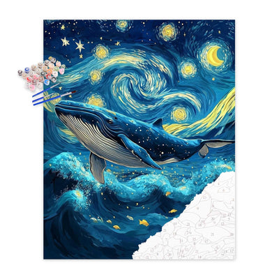 Ocean Animal Paint by Number, Whale Paint by Numbers Kit for Adults, Whales Leaping in Sea Acrylic Painting, Whales Canvas Wall Art, Sea Animals Poster for Gift, Home Wall Decoer(16x20inch, No Frame)