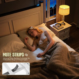 Homkdom King Size Bed Frame with Tall Headboard,Bed Frame King with Storage,2 Drawers,Farmhouse,Wooden,No Noise,No Box Spring Needed,White Homkdom