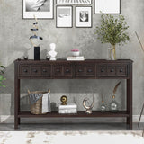 Merax Narrow Long Entryway Table with Storage Drawers, Long Sofa Table Behind Couch Table, 60inch Rustic Console Table with Shelf, Espresso Merax
