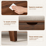 VOPEAK Storage Ottoman Coffee Table with Lift Top, Modern Square Coffee Table with Hidden Storage, Cotton and Linen Fabric Upholstered Ottomans, Cocktail Footrest Ottoman for Living Room, Walnut Brown VOPEAK