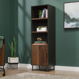 Sauder Canton Lane Industrial 3-Shelf Bookcase with Door/Book Shelf, Brew Oak Finish Sauder