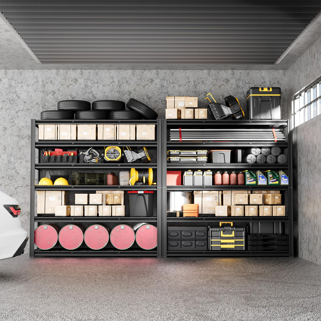 CYNNDA 6-Tier 55" W x 24" D x 84" H Industrial Shelving Heavy Duty Garage Storage Metal Shelves Adjustable 3500LBS Warehouse Garage Basement Commercial Shelf CYNNDA