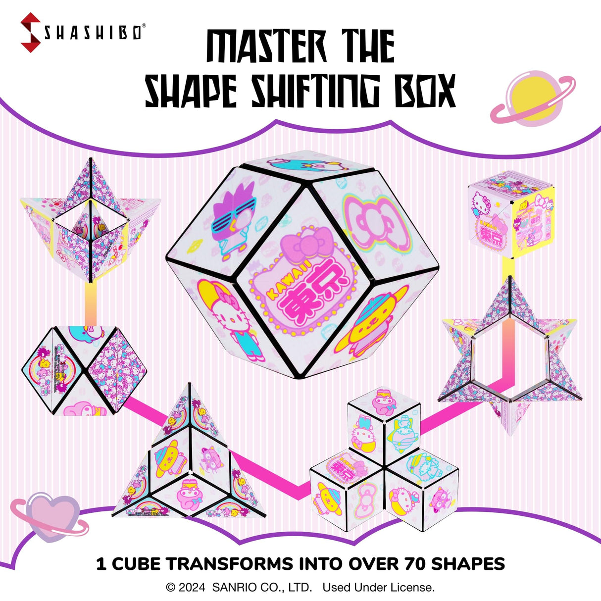SHASHIBO Hello Kitty & Friends Shape Shifting Box - Award - Winning,Patented Magnetic Puzzle Cube w/ 36 Rare Earth Magnets - Fidget Toys for Adults & Kids 8+, Transform Into Over 70 Shape (Kawaii) Shashibo