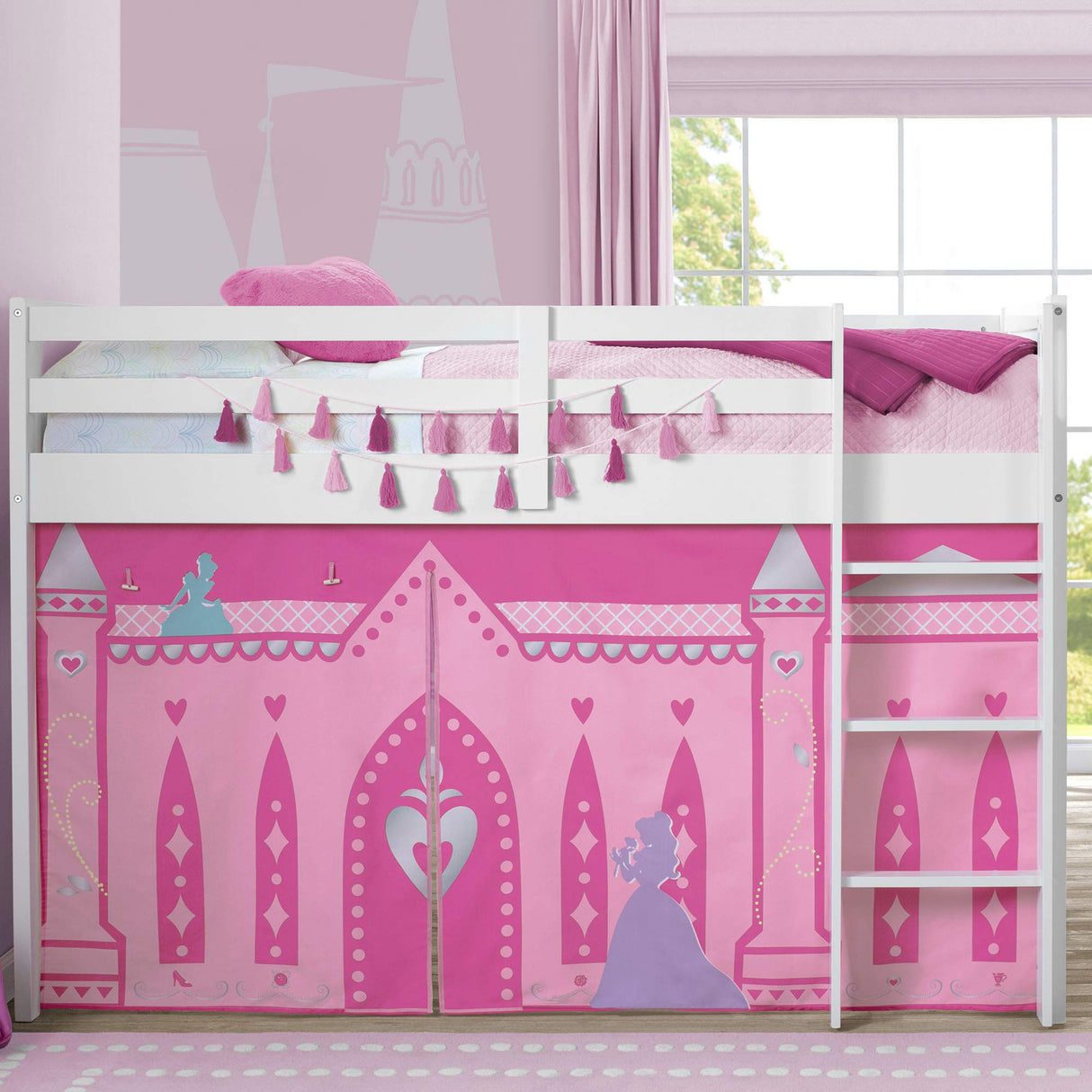 Delta Children Loft Bed Tent Curtain Set for Low Twin, Disney Princess Delta Children