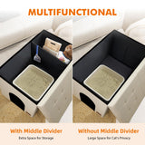 Zerbuger Cat Litter Box Enclosure Furniture for Odor Control, Hidden Cabinet Cats Litter Ottoman with Flip-Up Lid,Cat Litter Box Bench with Storage Space, Dog Proof (Cream, Large) Zerbuger