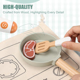 Pithfor Wooden Play Cooking Set, Pretend Play Kitchen Accessories Toys Set for Kids Toddlers, Including Play Dishes, Pot and Pan, Utensils, Gifts for 3 4 5 Years Old Girls Boys Pithfor