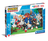 Clementoni - 27159 - Supercolor Puzzle Sonic - 104 Pieces - Jigsaw Puzzle for Kids Age 6 - Made in Italy Clementoni