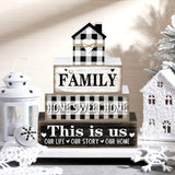 Cinnvoice Farmhouse Wooden Tabletop Decor Home Tiered Tray Decor Rustic Retro Family Home Sweet Home This Is Us Wood Sign Neutral Decorations for Coffee Shelf Desk Centerpiece Decoration Cinnvoice