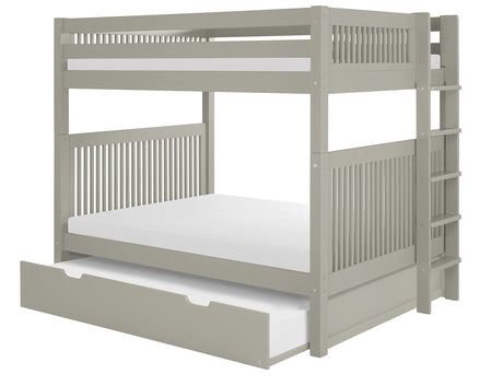 Camaflexi Bunk Bed with Trundle - Mission Headboard Bed End Ladder, Full, Grey Finish Camaflexi