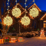 Outdoor Christmas Balls Lights 4 Pack Hanging 7.9" LED Garden Sphere Tree Lights 8 Modes Waterproof Glow Globe Lights with Memory Timer Plug for Party Yard Porch Eave Patio Xmas Decoration-Warm White SenLuKit
