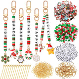 Tondiamo 2823 Pcs Christmas Bead Keychain DIY Craft Making Kit Christmas Key Ring Charms Letters Beads String for Xmas Gift Jewelry Key Ring Backpack Accessories Tondiamo