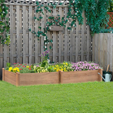 ketive Raised Garden Bed Without Legs -14.85 sq ft Large Elevated Wood Planter Box for Vegetables, Flowers, Herbs, and Succulents（Brown） ketive