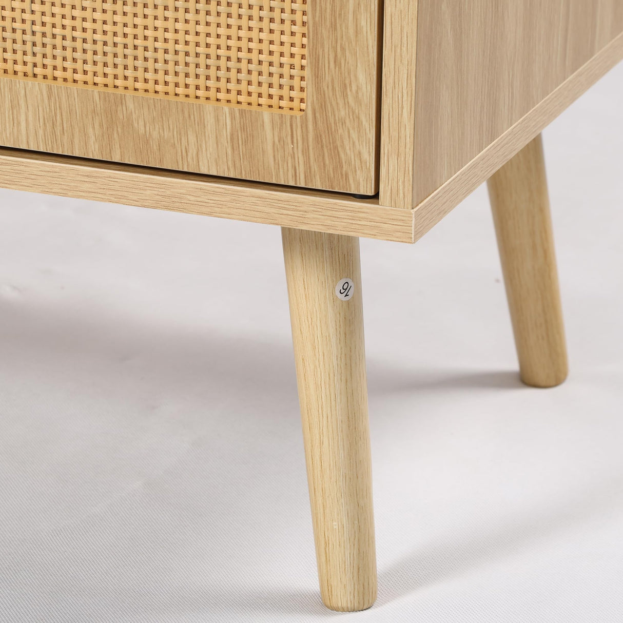 Oubayajia Rattan Sideboard Buffet Cabinet, 57.87" Rattan Accent Cabinet Storage Cabinet Console Table with 3 Drawers & 2 Doors and Adjustable Shelves for Kitchen, Dining Room, Living Room (Oak) Oubayajia