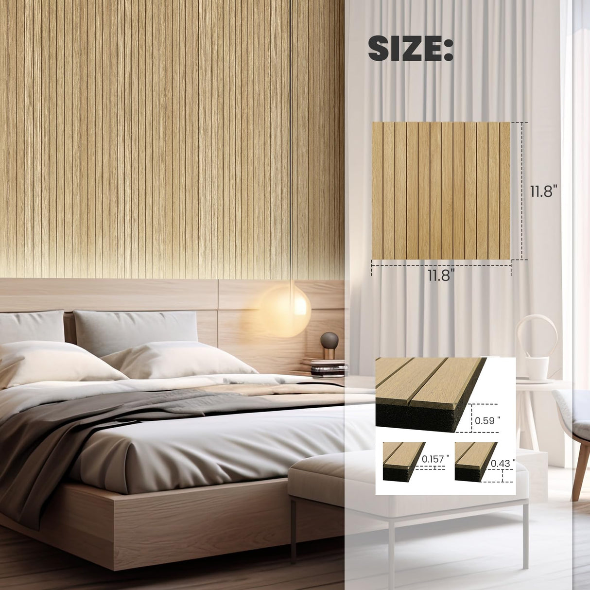 Aboofx 12 PCS Acoustic Panels for Wall, 11.8" x 11.8" Soundproof Wall Panels for Interior Decor, MDF Waterproof Slat Wood Wall Paneling Peel and Stick Wallpaper, Cover 11.6 Sqft (Oak Brown) Aboofx