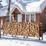 Danrelax 12ft Firewood Rack Outdoor with Cover, Wood Storage Rack for Fire log and Firewood, 600D Oxford Fabric Water-Resistant Cover, for Fireplace Indoor, Patio, Courtyard, Black Danrelax