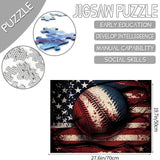 Baseball Jigsaw Puzzle 1000 Pieces Puzzles for Adults,American Flag Jigsaw Puzzles for Challenging Family Activity Games DIY Puzzle for Home Wall Decor Gifts - 20 x 27 Inches Aihonmin