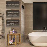 Sorbus Bamboo Shower Stool - Corner Bath Bench - Waterproof Wood Chair for Inside Shower - Bathtub Seat with Shelf for Shaving Legs - Small Corner Step Stool Foot Rest for Bathroom Bamboo Side Table Sorbus