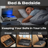 Large Gun Safe for 2-4 Pistols, Fingerprint Digital PIN Key Unlock with LCD Display & USB Port, 650 DPI Quick Access Biometric Handgun Safe, Hand Gun Lock Box for Home Drawer Car Bedside Nightstand TOPMEDA