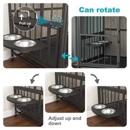 Dog Crate Furniture, Modern Dog Crate Table for Medium Large Dogs, Wooden Dog Kennel Indoor End Table with Removable Tray, Double-Door Dog House with Wheels, Heavy Duty Dog Cage with Flip-Top - WoodArtSupply