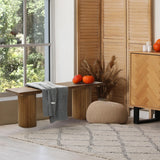 WINWY Fluted Wood Bench, 51" Farmhouse Solid Wood Bench Seat for Entryway, Dining Room, Indoors and Outdoors, Rounded Leg, Easy Assembly, Natural WINWY