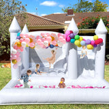 White Bounce House with Slide& Ball Pit for Kids Adults,Commercial PVC Large Inflatable Bounce House Castle Outdoor with 950W Powerul Blower,Wedding Birthday Party Decorations 13.3x13.3x10FT awesmflate