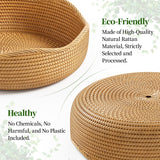 LAVNTM Rattan Bread Basket, 3 Pack Hand Woven Round Fruit Baskets for Serving, Picnic Basket, Wicker Storage for the Living Room Kitchen (Honey Brown) LAVNTM