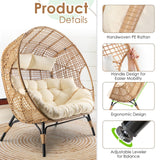 RADIATA Double Egg Chair with Footrests, 2 Person Wicker Lounge Chair with Thickened Cushion and Legs, Outdoor Wide Loveseat for Patio Garden Porch Indoor 680 lbs Weight Capacity (Beige with ottomans) RADIATA