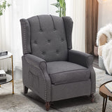 Consofa Wingback Recliner Chair with Massage and Heat, Wingback Recliner Tufted Fabric Push Back Recliner Chair for Living Room, Vintage Wingback Chair with Remote Control, Padded Cushion, Wooden Legs Consofa
