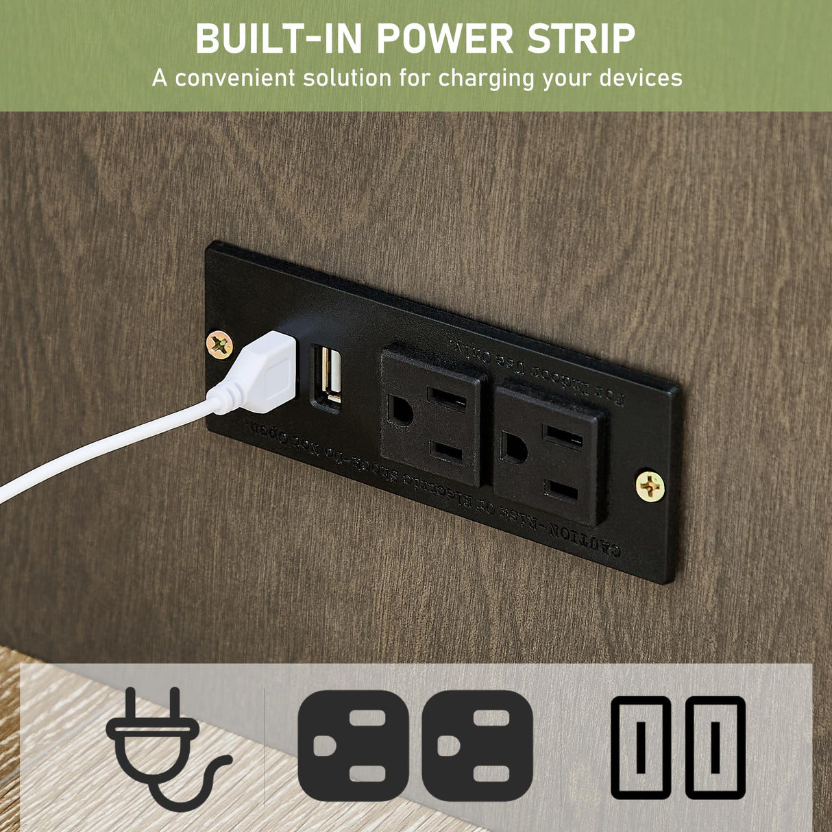 EDWINENE Computer Desk with Drawers, 67 Inch Office Desk with Storage and Power Outlet, Work Table for Home Office, Gaming Desk with Led Lights, Rustic Brown EDWINENE