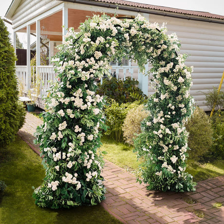 VINGLI Garden Arbor, Arch Archway for Wedding Ceremony Party, Steel Garden Trellis for Plant Climbing, Christmas Garden Decorations Pergola for Garden, Backyard, Lawn (59.1"x 22.8"x 83.9", Black) VINGLI