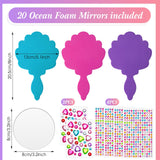 Geetery 20 Pcs Unbreakable Kids Mirror DIY Decorate Your Own Princess Mirror Mermaid Foam Small Crafts Princess Party Decorations(Pink, Purple, Turquoise) Geetery