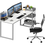 SHW Home Office 55-Inch Computer Desk, 24" Deep, White SHW