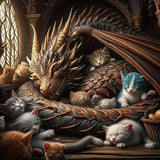 CZYWJMEI 5D Diamond Painting Kits for Adults Beginners,DIY Dragon Cat Diamond Art,Full Round Drill Diamond Dot Gem Art Kits,Home Wall Decor 16x16 Inch CZYWJMEI