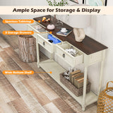 Giantex Console Table with 3 Storage Drawers - Entry Table, Rustic Farmhouse Entryway Table with Open Storage Shelf, Solid Wood Legs, Long Sofa Table Giantex