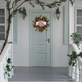 AMF0RESJ 20 inch Artificial Christmas Wreath Winter Wreath with red Ball,red Berry,Pine Needles for Indoor Outdoor Farmhouse Home Wall Window Festival Wedding Decor AMF0RESJ