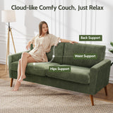 WEUP 68" Loveseat Sofa Green Corduroy Couch, Mid Century Modern Love Seat Couches for Living Room, Small Loveseat for Bedroom Office, Comfy Sofa with Spring Cushion, Solid Wood, Tool-Free Assembly WEUP